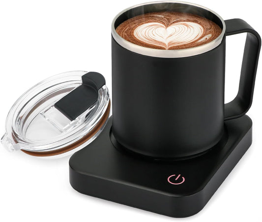 Coffee Mug Warmer & Mug Set for Desk - Auto Shut off & 3 Heat Settings, Includes 15Oz Stainless Steel Mug, Smart Coffee Cup Warmer, Home Office Essentials Coffee Set（Mug Included）
