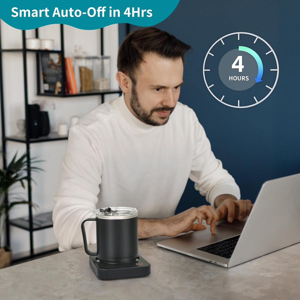 Coffee Mug Warmer & Mug Set for Desk - Auto Shut off & 3 Heat Settings, Includes 15Oz Stainless Steel Mug, Smart Coffee Cup Warmer, Home Office Essentials Coffee Set（Mug Included）